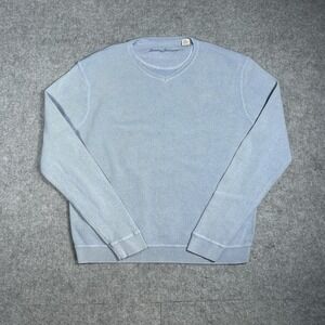 Tommy Bahama Pullover Sweater Men's Size Large Baby Blue Silk Blend V Neck